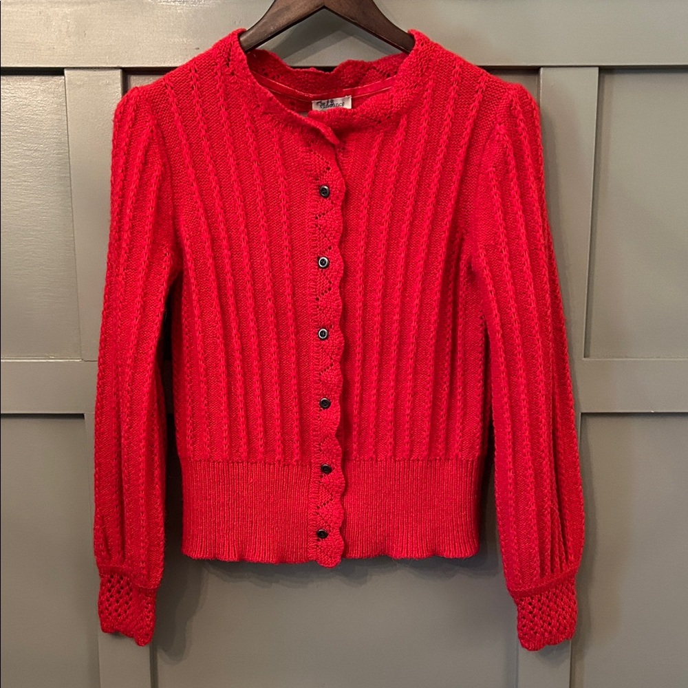Sundance Red Button-Up Cardigan Sweater
